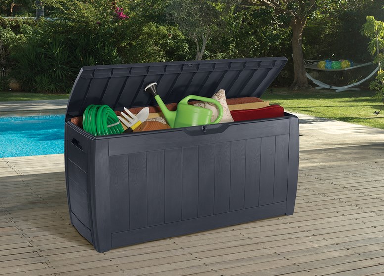 szara skrzynia ogrodowa